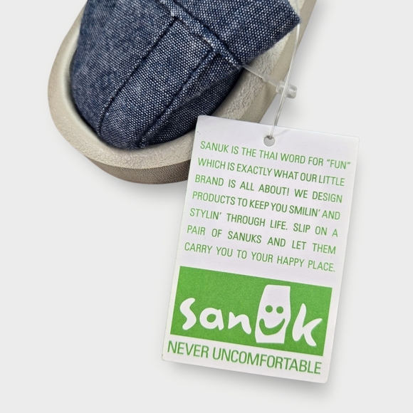 Sanuk Women's Shorty TX Fashion Slate Blue Chambray Slip-On Loafers Shoes Sz 6 - Picture 6 of 9